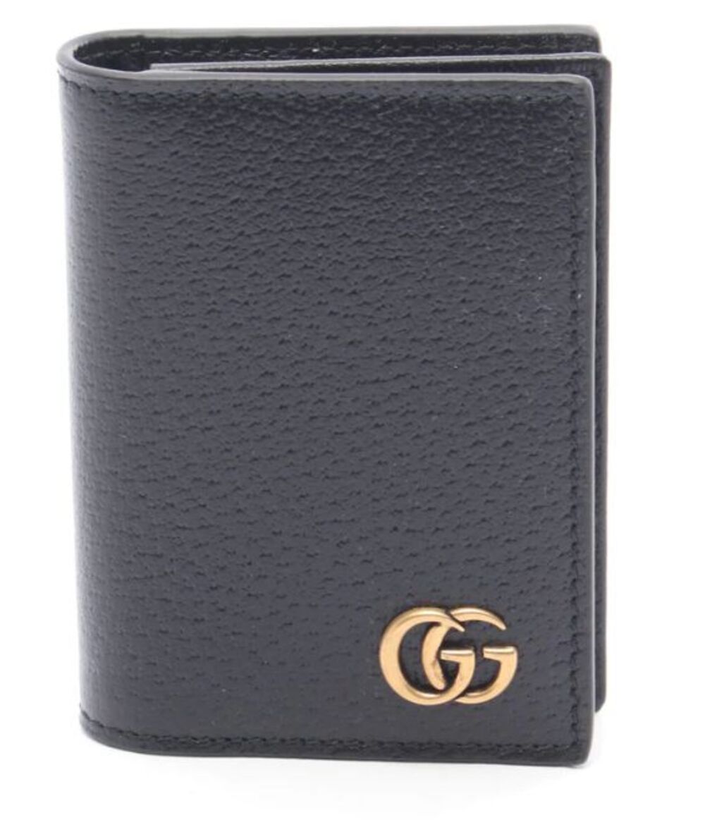 NWT Gucci GG Marmont Card Case Holder Black Leather Bifold
